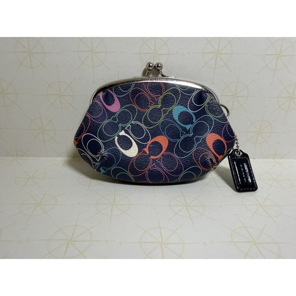 Coach Kisslock Coin Purse Multicolor With Hang Tag
